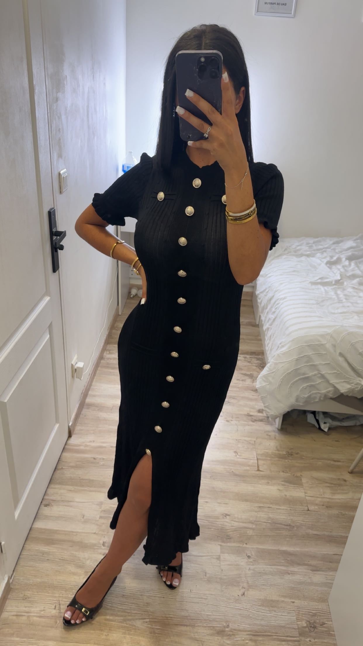 Robe chic à fente noir