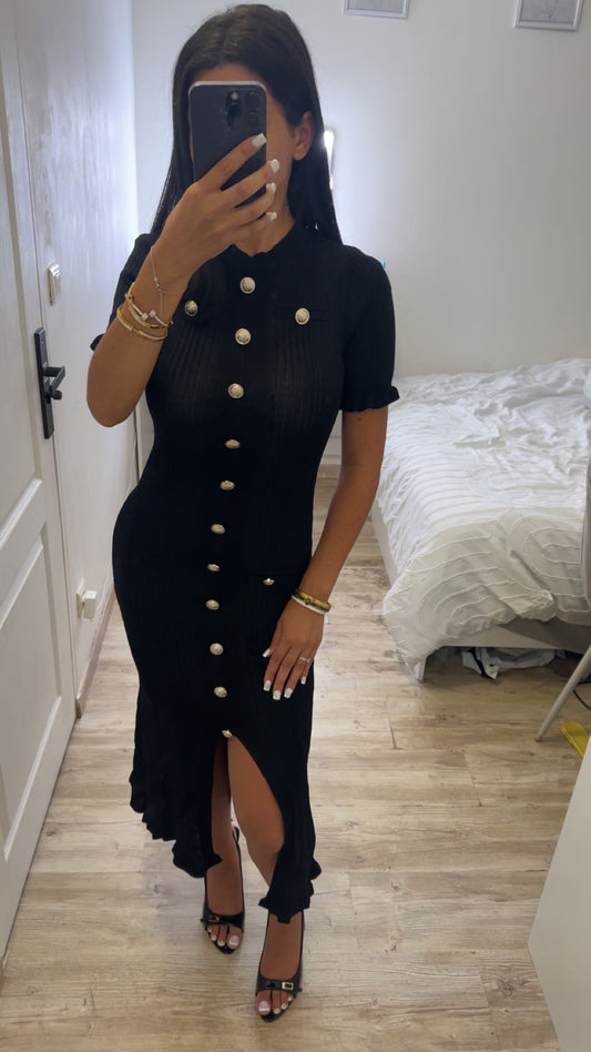 Robe chic à fente noir